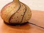 Vintage Beaded Sculptural Table Lamp with Amber Resin Shade