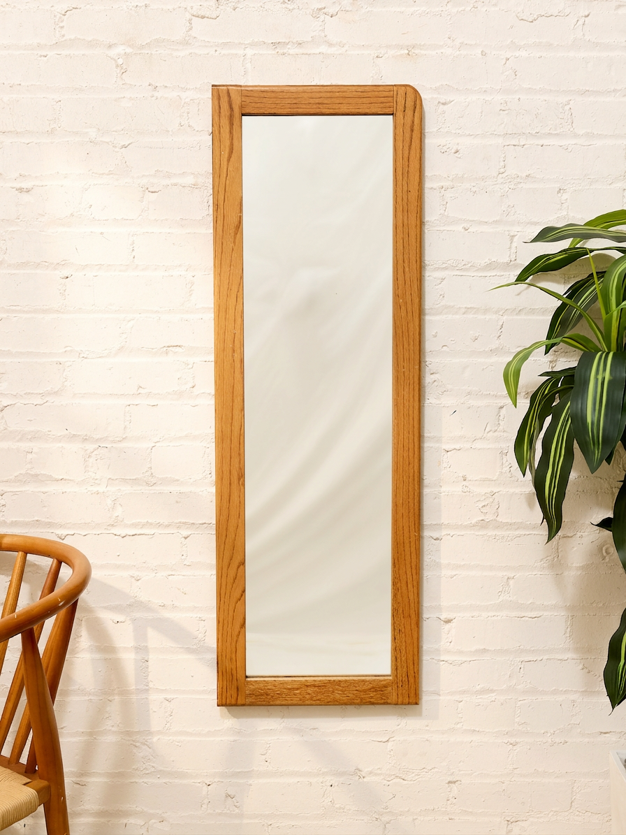 Vintage Modern Rectangular Wood Framed Wall Mirror