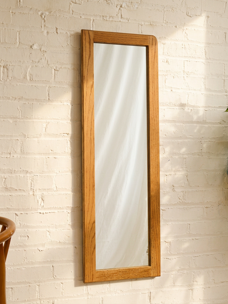 Vintage Modern Rectangular Wood Framed Wall Mirror