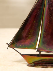 Mid-Century Iridescent Metal Sailboat Sculpture