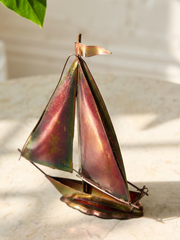 Mid-Century Iridescent Metal Sailboat Sculpture