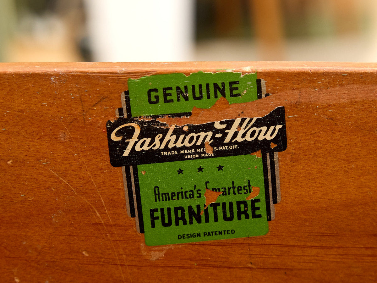 Vintage Mint Green Writing Desk with Wood-Tone Details