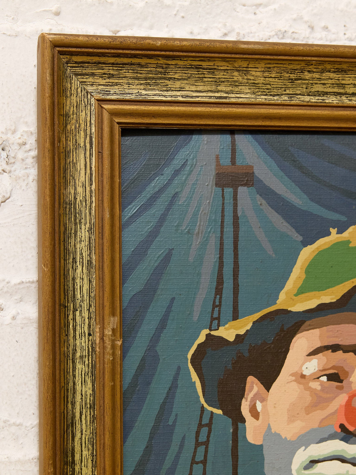 Vintage Paint-by-Number Clown Portrait Painting