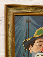 Vintage Paint-by-Number Clown Portrait Painting