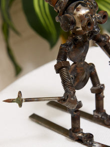 Vintage Brutalist Metal Skier Sculpture