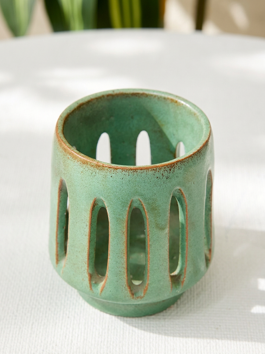Vintage Celadon Glaze Studio Pottery Vessel