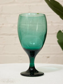 Vintage Emerald Green Stemmed Glasses – Set of 6