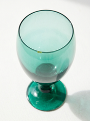 Vintage Emerald Green Stemmed Glasses – Set of 6