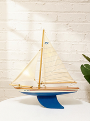 Vintage Wooden Pond Yacht Sailboat Model