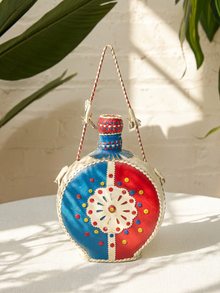 Vintage Hand-Stitched Leather-Wrapped Decanter