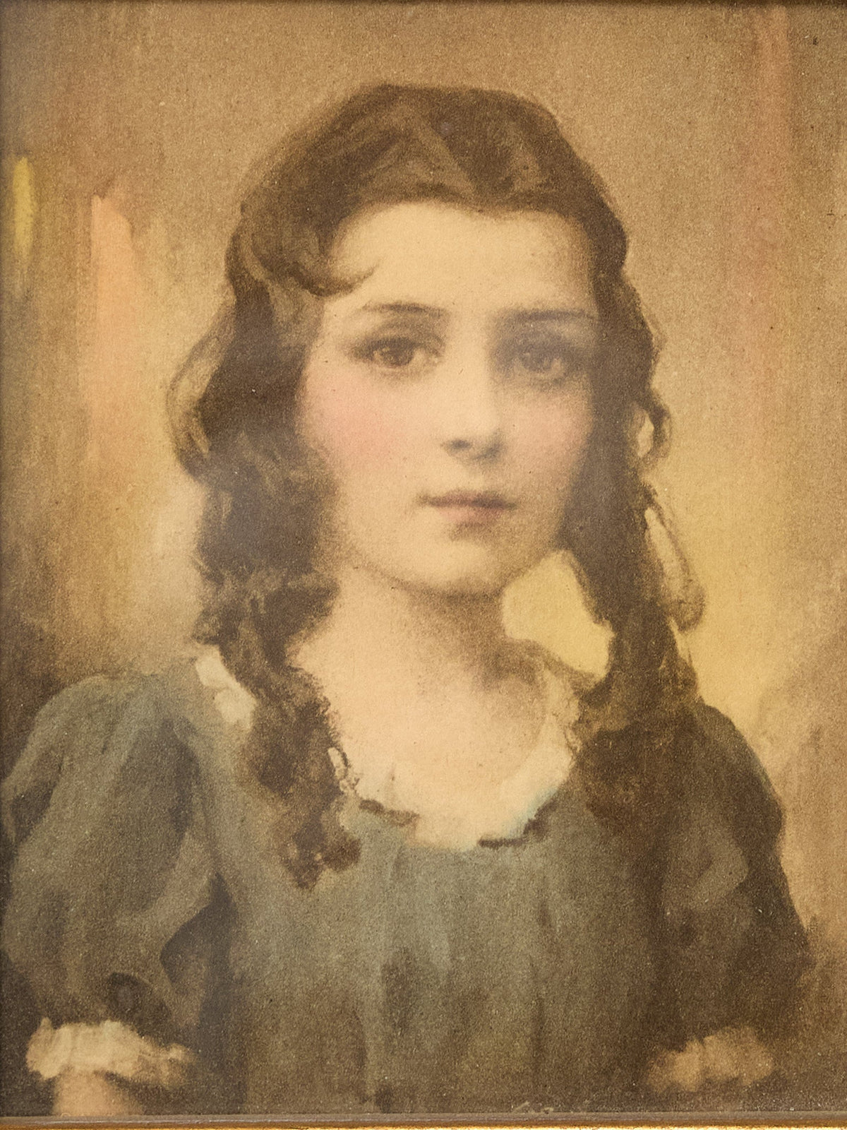 Vintage Framed Portrait of a Young Girl