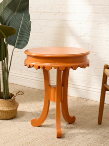 Vintage 1970s Scalloped Round Side Table in Peach