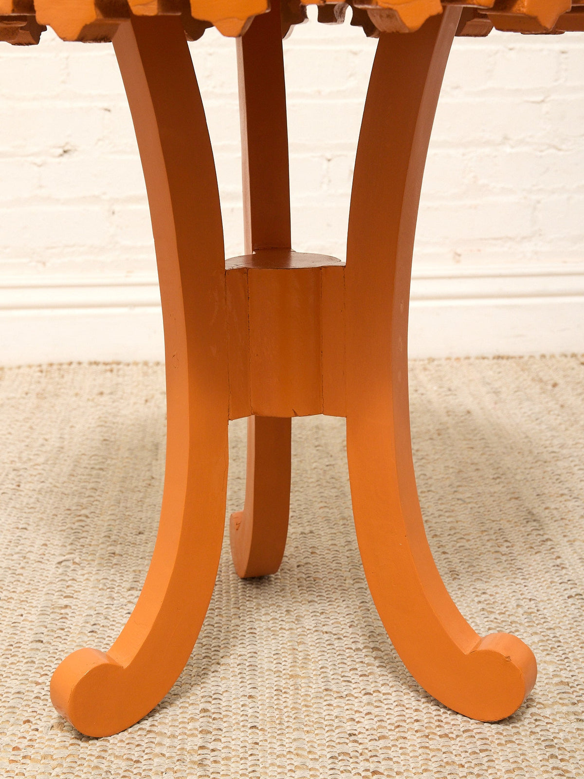 Vintage 1970s Scalloped Round Side Table in Peach
