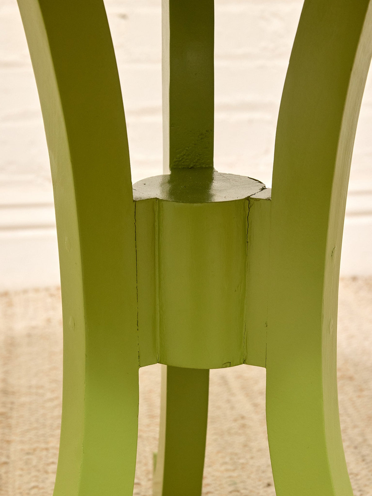 Vintage 1970s Scalloped Round Side Table in Chartreuse Green