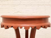 Vintage 1970s Scalloped Round Side Table in Tangerine Orange