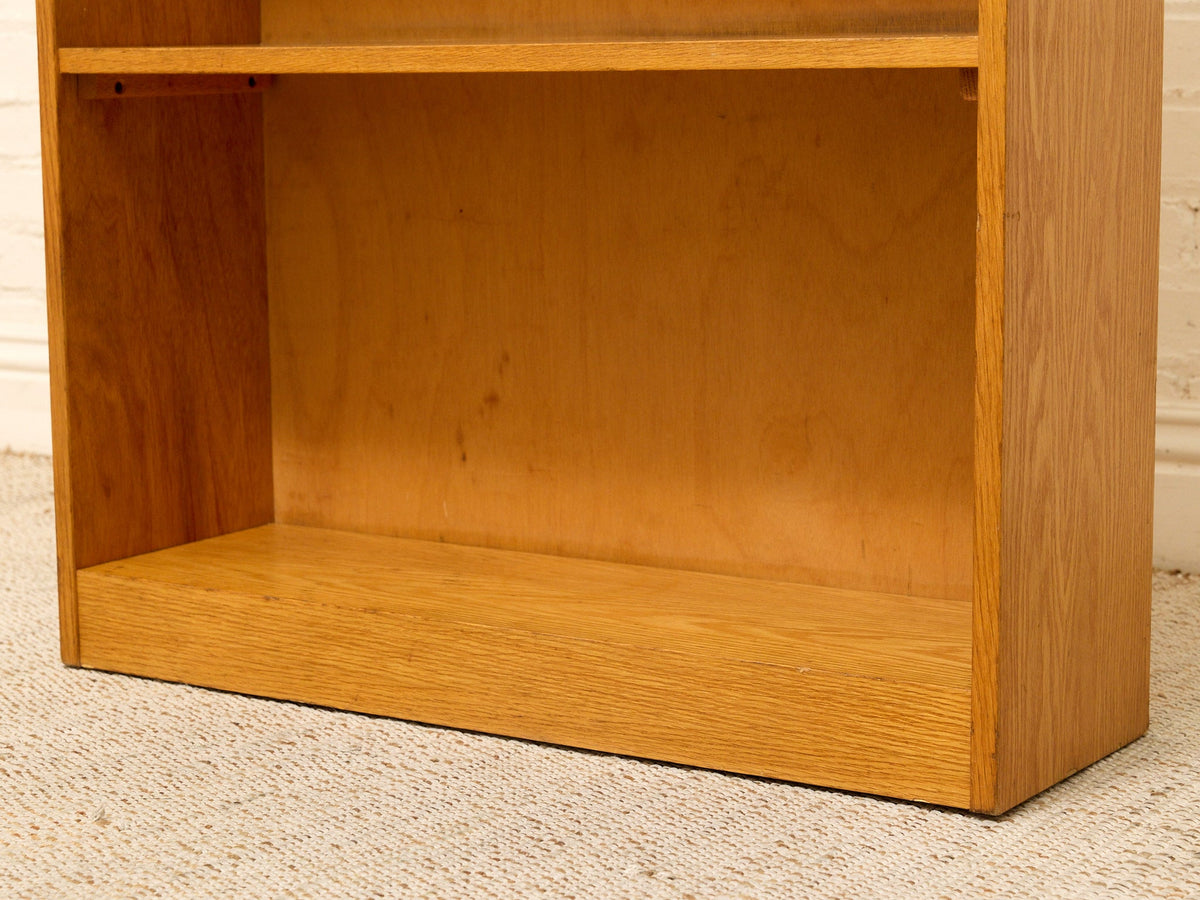 Vintage Light Wood Three-Shelf Bookcase