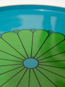 Vintage Large Blue & Green Mod Floral Serving Tray