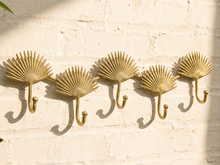 Vintage Brass Fan Motif Wall Hook Rack