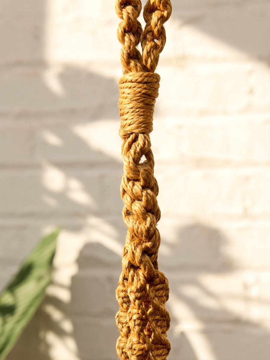 Vintage 1970s Natural Fiber Macramé Plant Hanger