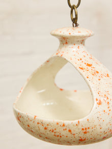Vintage Speckled Ceramic Hanging Bird Feeder