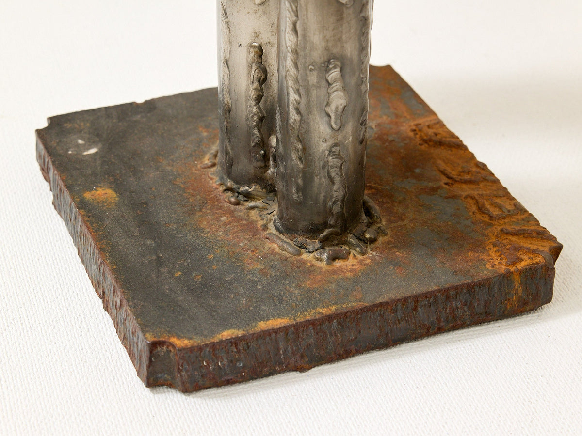Brutalist Welded Steel Pipe Floor Sculpture