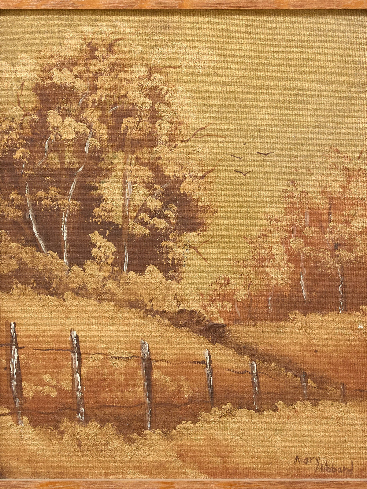 Vintage Framed Rustic Countryside Landscape Painting