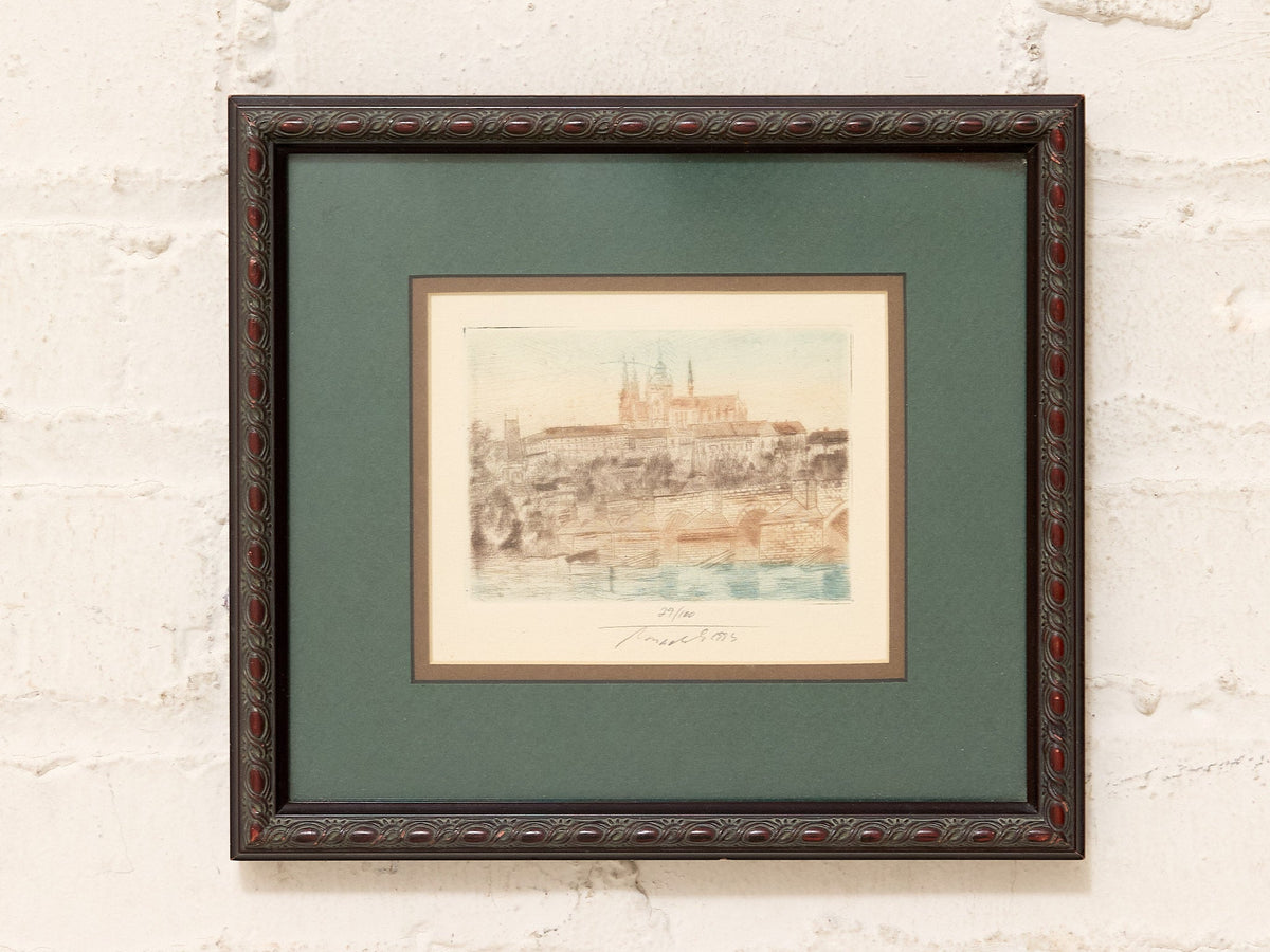 Vintage Signed Limited Edition European Cityscape Lithograph