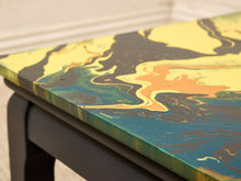 Vintage Marbled Abstract Square Side Table