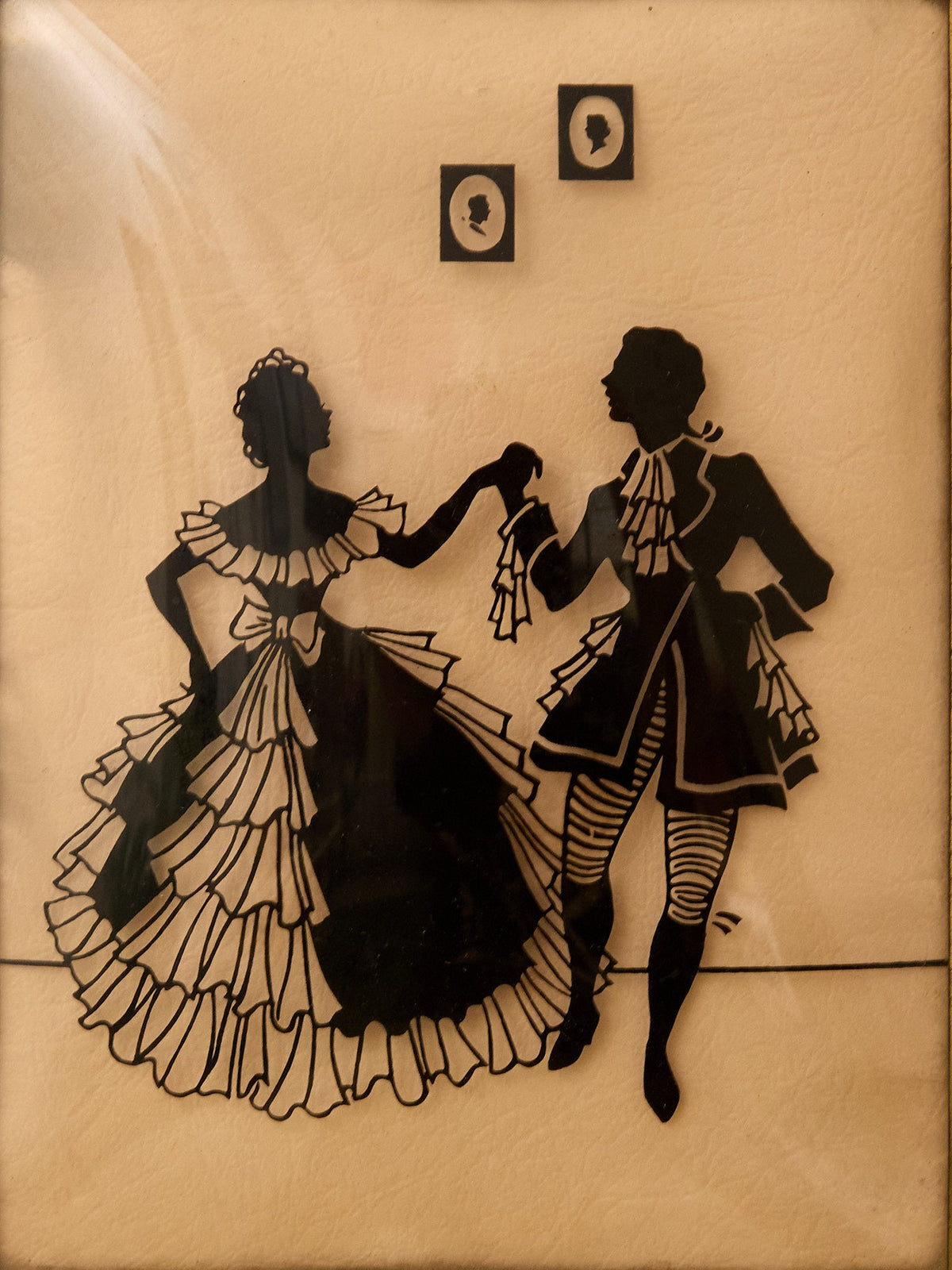 Vintage Framed Victorian Couple Silhouette Art #2