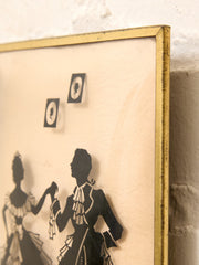 Vintage Framed Victorian Couple Silhouette Art #2