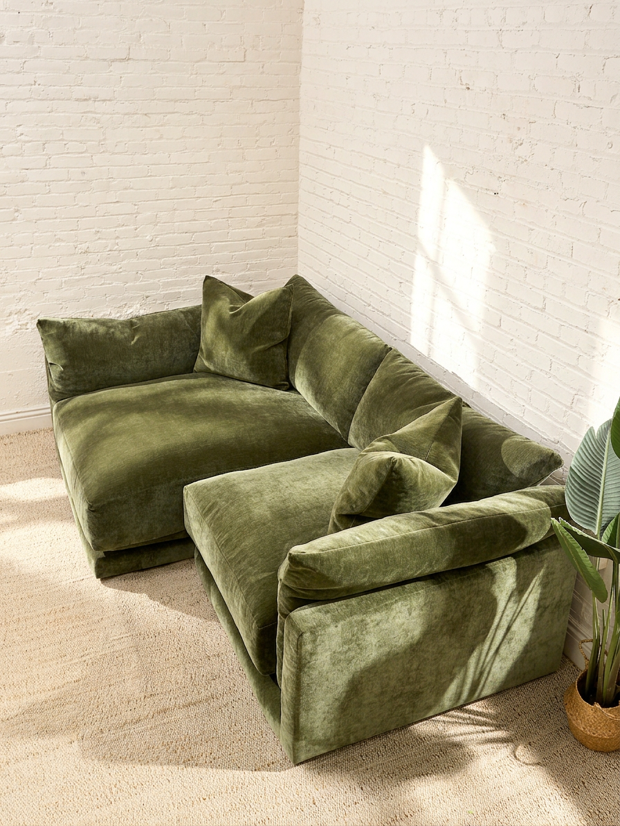 Hansel Two-Piece Sectional Sofa in Amici Moss
