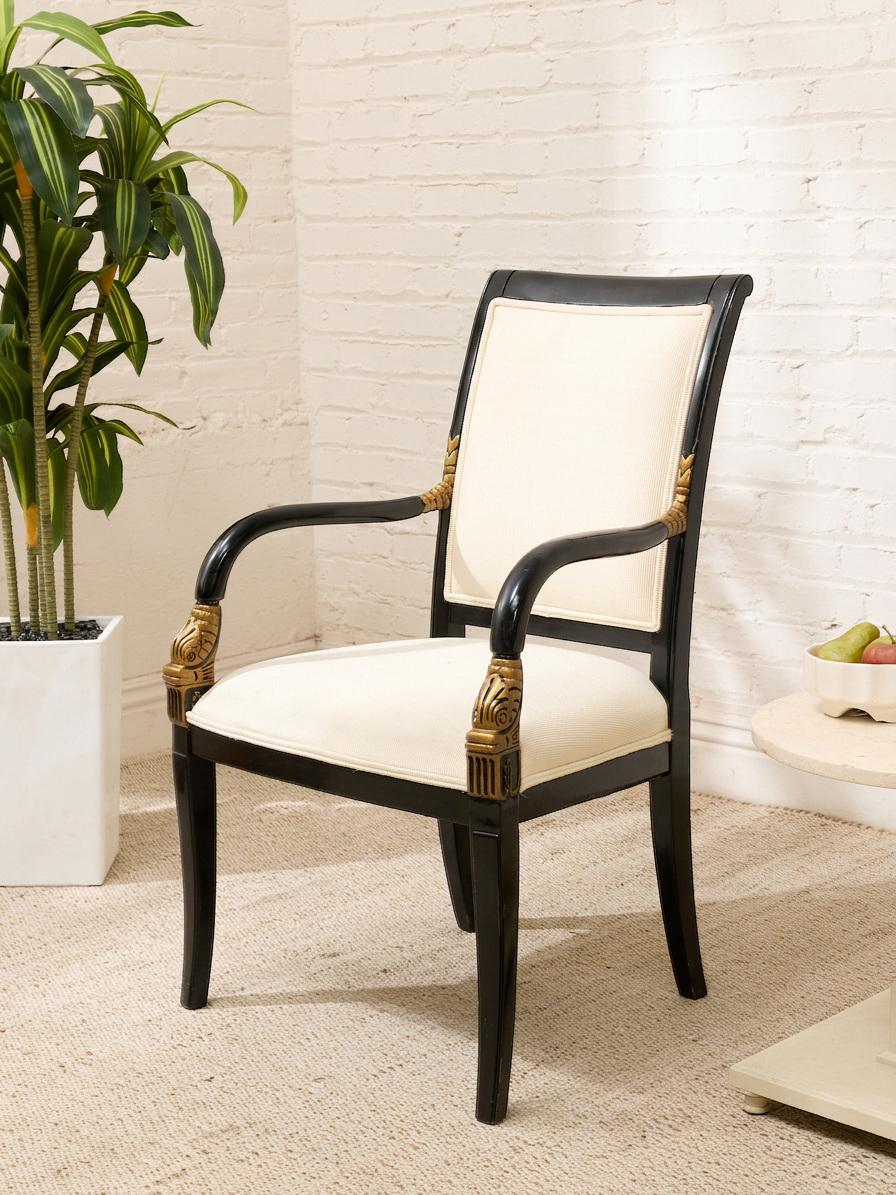 Vintage Black & Gold Neoclassical Armchair