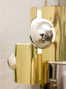 Vintage Brass & Chrome Multi-Light Space Age Chandelier