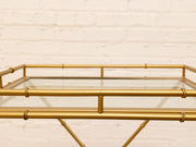 Vintage Faux Bamboo Brass & Glass Tray Table
