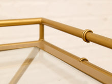 Vintage Faux Bamboo Brass & Glass Tray Table