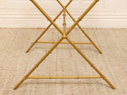 Vintage Faux Bamboo Brass & Glass Tray Table