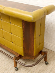 1970s Dijon Mustard Upholstered Rolling Bar