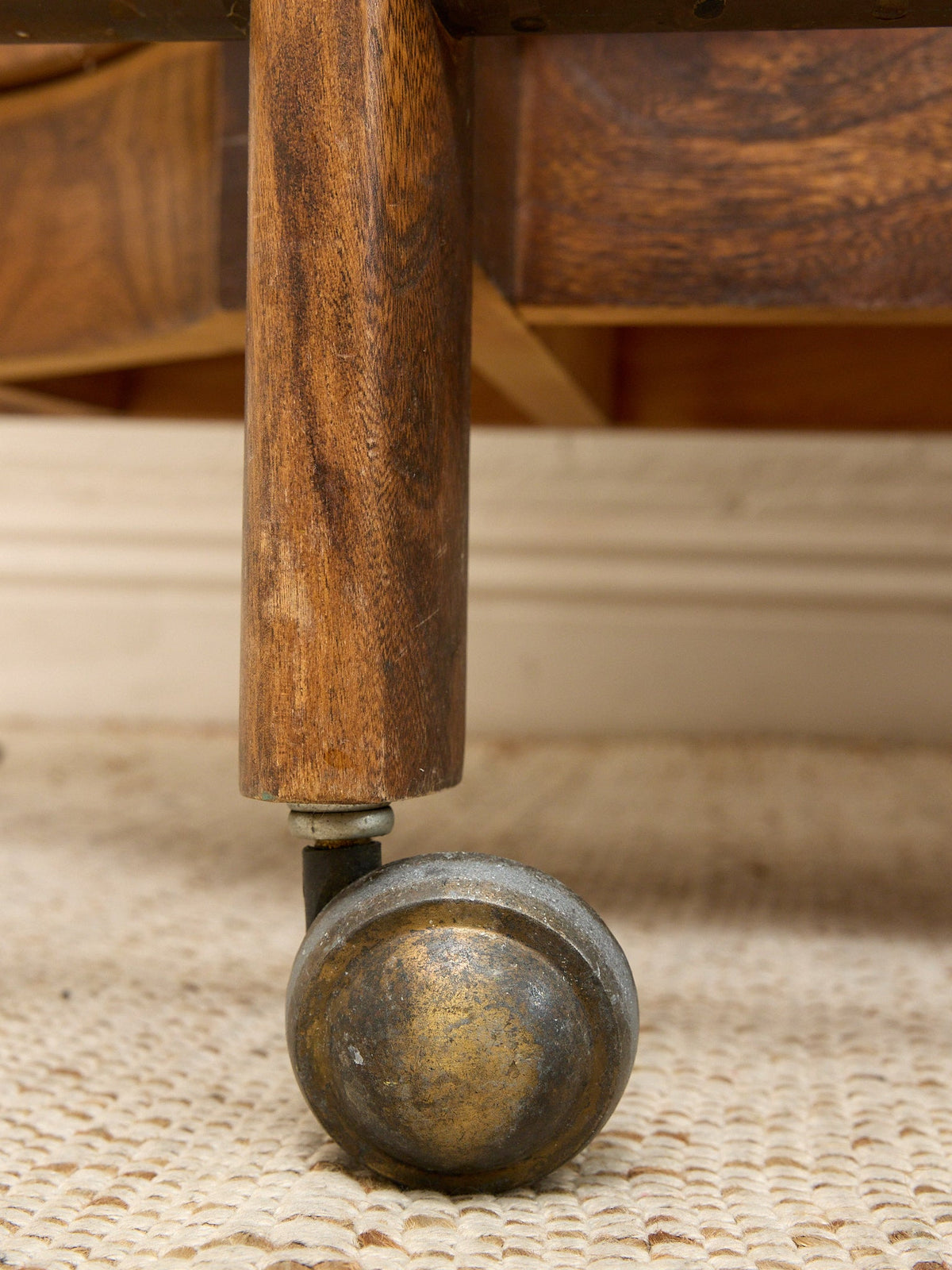 1970s Dijon Mustard Upholstered Rolling Bar