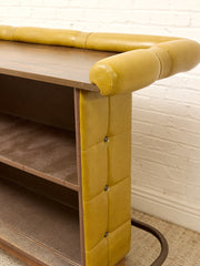1970s Dijon Mustard Upholstered Rolling Bar