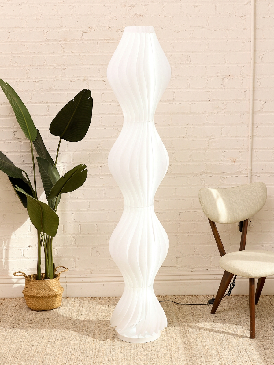 Vintage Sculptural White Wave Floor Lamp
