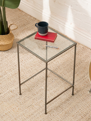 Vintage Glass Top Metal Bar Table