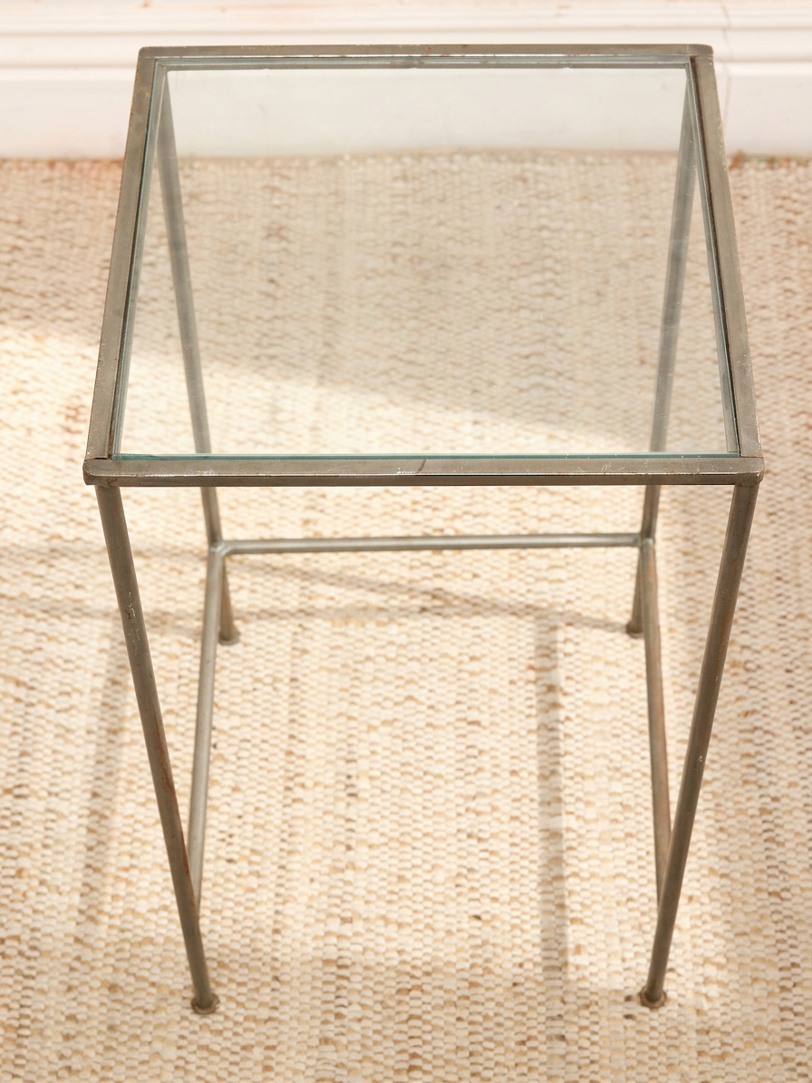 Vintage Glass Top Metal Bar Table
