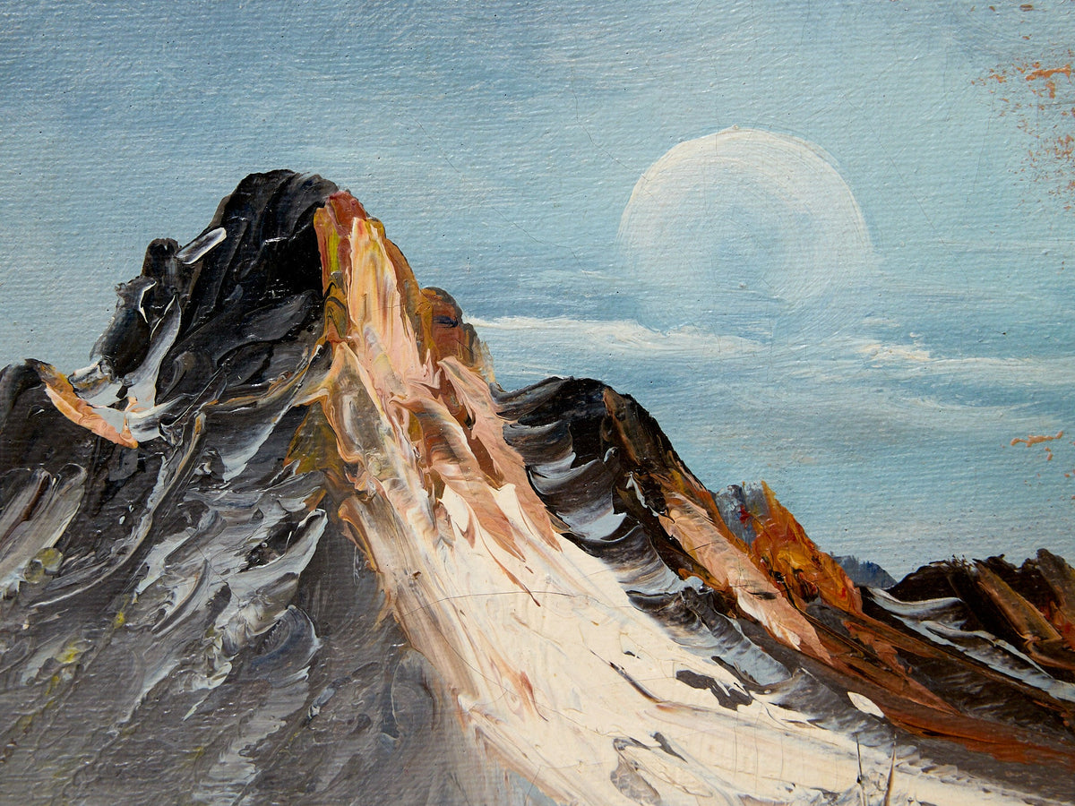 Vintage Winter Mountain Landscape Painting