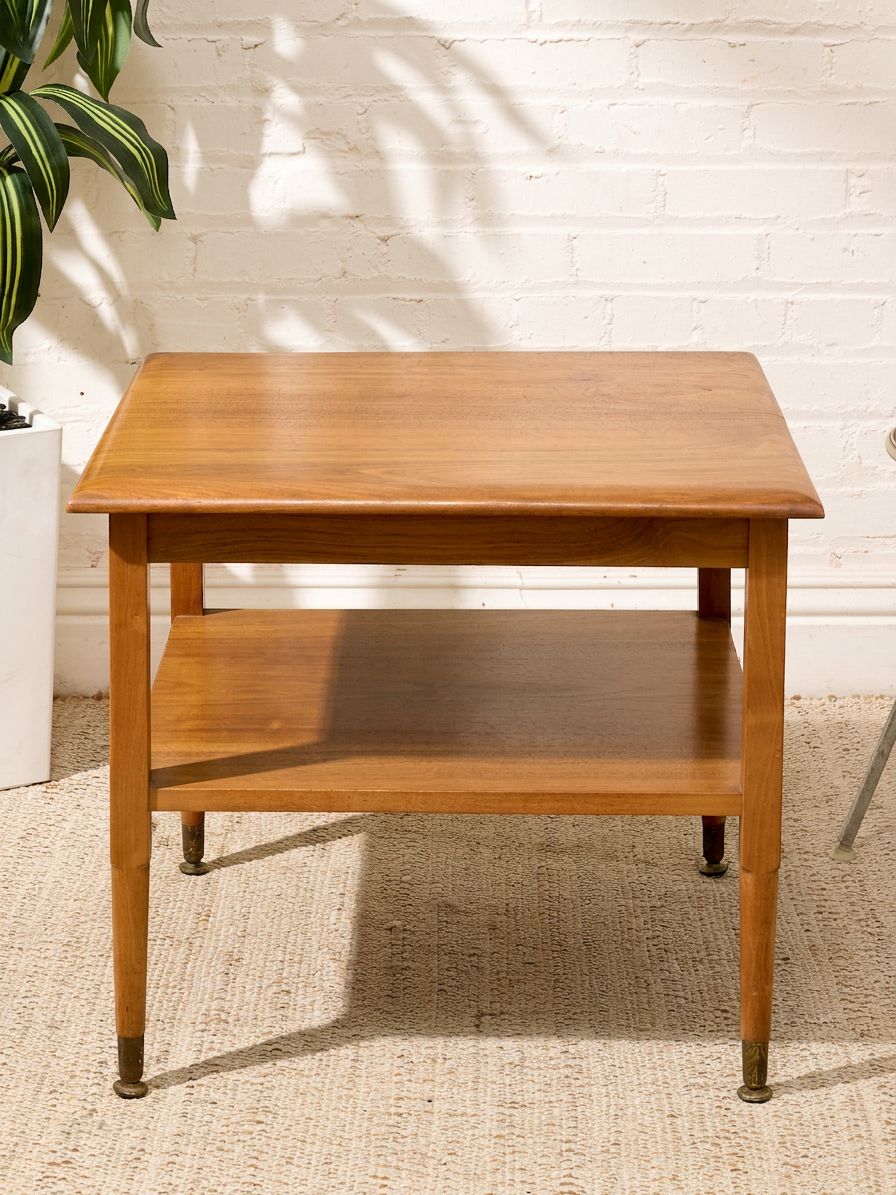 Vintage Two-Tier Wood Side Table
