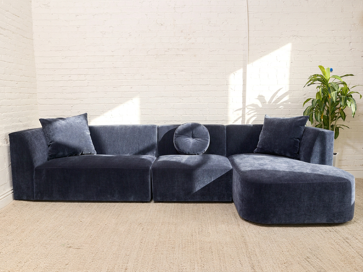 Bonnie Three-Piece Sectional Sofa in Amici Indigo