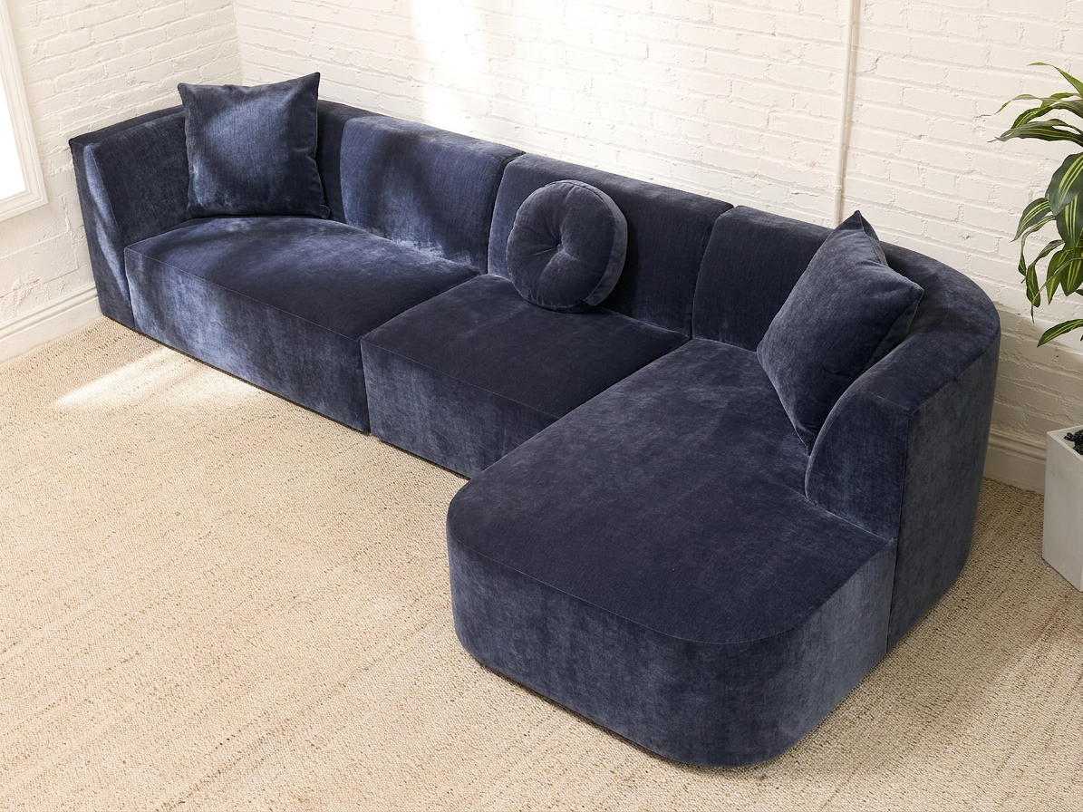 Bonnie Three-Piece Sectional Sofa in Amici Indigo