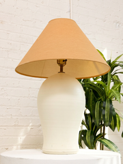 Vintage White Sculptural Table Lamp with Brown Shade