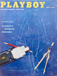 Vintage Playboy Magazine Blue Illustrated Cover