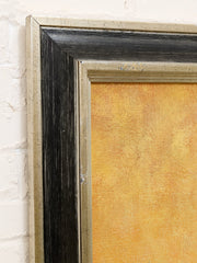 Framed Abstract Geometric Painting in Black and Ochre