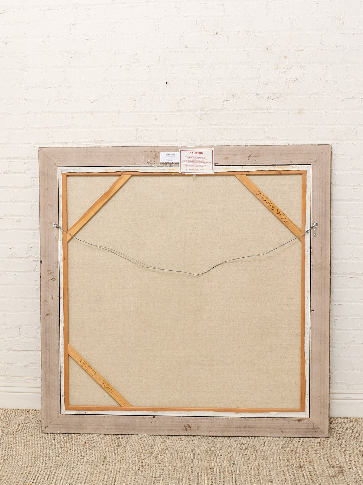 Framed Abstract Geometric Painting in Black and Ochre
